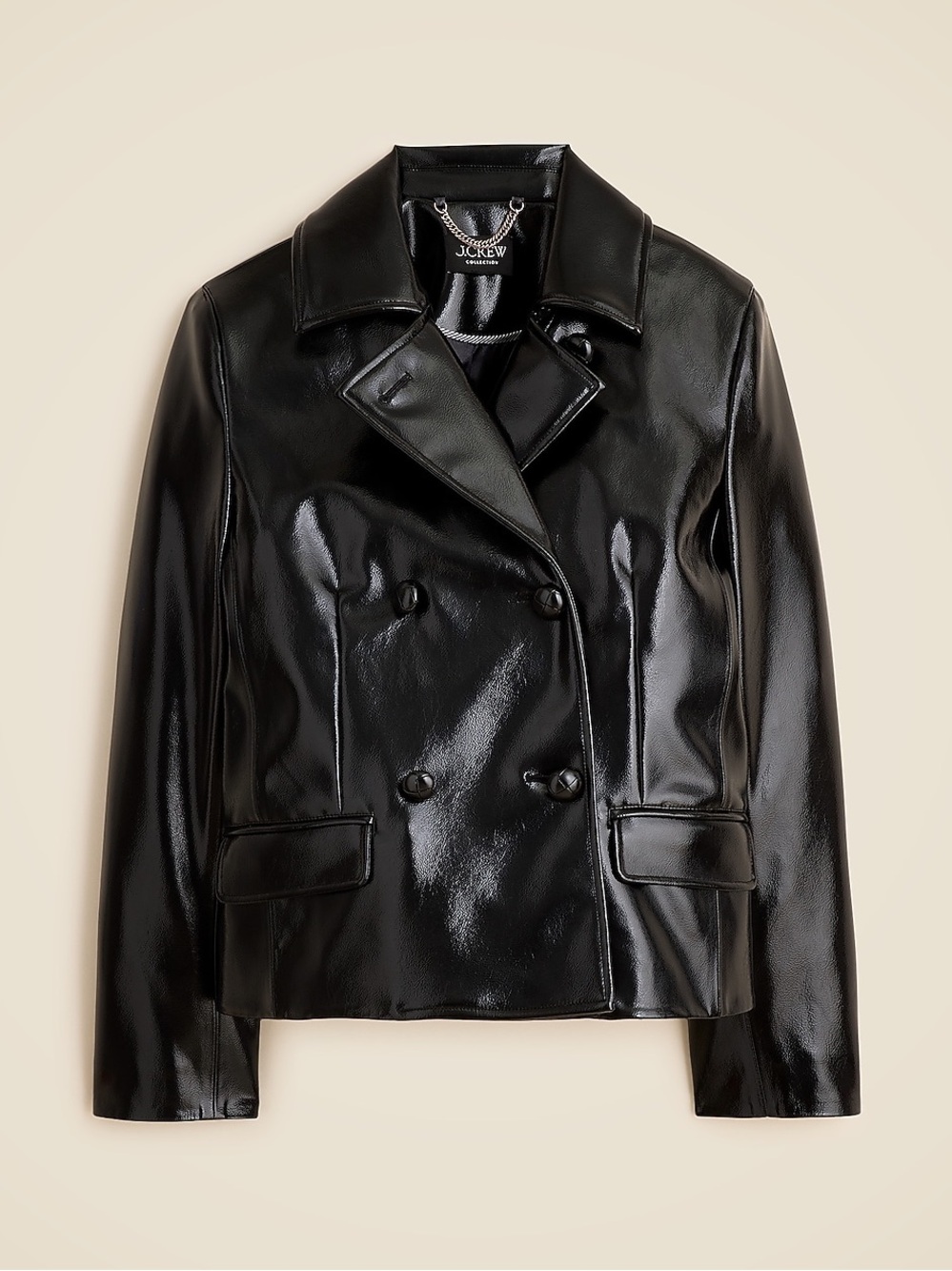 J. Crew Black Faux-Leather Double-Breasted Jacket